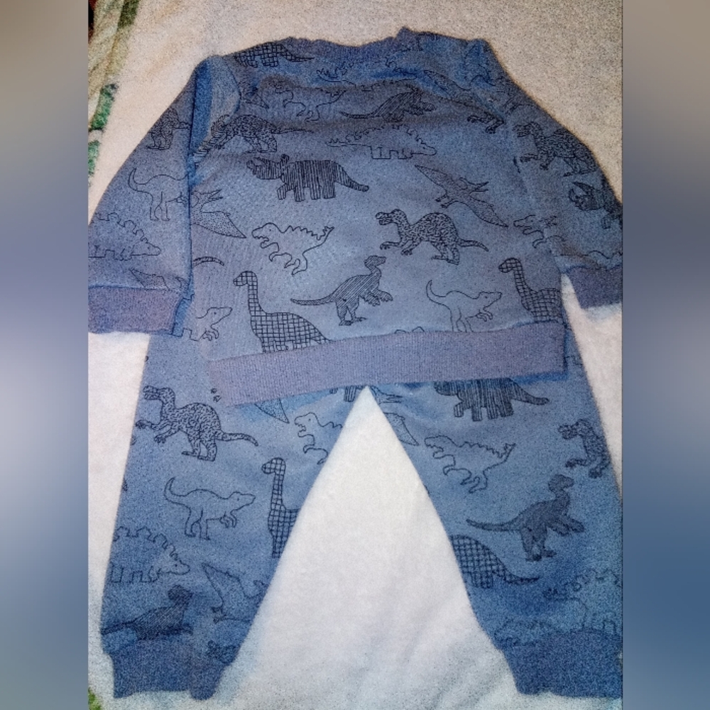 Blue Dinosaur Print Kids Pajamas